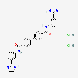 molecular formula C32H30Cl2N6O2 B10796805 N-[3-(4,5-dihydro-1H-imidazol-2-yl)phenyl]-4-[4-[[3-(4,5-dihydro-1H-imidazol-2-yl)phenyl]carbamoyl]phenyl]benzamide;dihydrochloride 