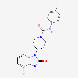 molecular formula C19H18BrIN4O2 B10796834 4-(4-bromo-2-oxo-2,3-dihydro-1H-benzo[d]imidazol-1-yl)-N-(4-iodophenyl)piperidine-1-carboxamide 