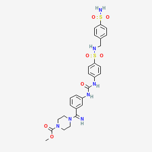 methyl 4-(imino(3-(3-(4-(N-(4-sulfamoylbenzyl)sulfamoyl)phenyl)ureido) phenyl)methyl)piperazine-1-carboxylate