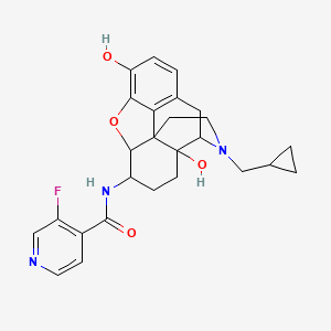 molecular formula C26H28FN3O4 B10796907 N-[3-(cyclopropylmethyl)-4a,9-dihydroxy-1,2,4,5,6,7,7a,13-octahydro-4,12-methanobenzofuro[3,2-e]isoquinolin-7-yl]-3-fluoropyridine-4-carboxamide 