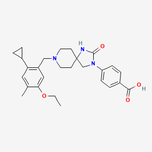 molecular formula C27H33N3O4 B10796911 4-[8-[(2-cyclopropyl-5-ethoxy-4-methylphenyl)methyl]-2-oxo-1,3,8-triazaspiro[4.5]decan-3-yl]benzoic acid 