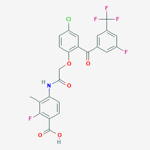 molecular formula C24H15ClF5NO5 B10796923 4-[[2-[4-chloro-2-[3-fluoro-5-(trifluoromethyl)benzoyl]phenoxy]acetyl]amino]-2-fluoro-3-methylbenzoic acid 