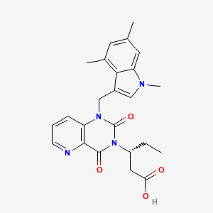 molecular formula C24H26N4O4 B10796930 (R)-3-[2,4-dioxo-1-(1,4,6-trimethyl-1H-indol-3-ylmethyl)-1,4-dihydro-2H-pyrido[3,2-d]pyrimidin-3-yl]-pentanoic acid 