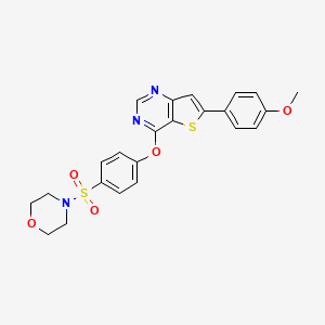 molecular formula C23H21N3O5S2 B10797117 4-[4-[6-(4-Methoxyphenyl)thieno[3,2-d]pyrimidin-4-yl]oxyphenyl]sulfonylmorpholine 