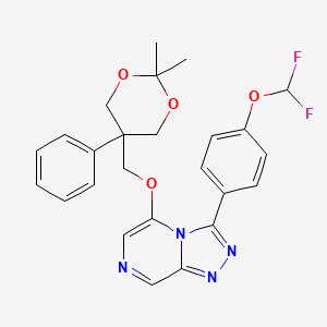 molecular formula C25H24F2N4O4 B10797163 3-[4-(Difluoromethoxy)phenyl]-5-[(2,2-dimethyl-5-phenyl-1,3-dioxan-5-yl)methoxy]-[1,2,4]triazolo[4,3-a]pyrazine 