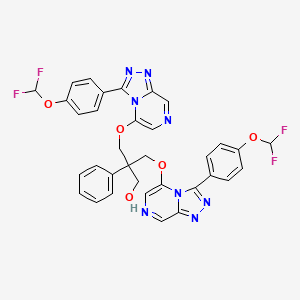 molecular formula C34H26F4N8O5 B10797193 3-[[3-[4-(Difluoromethoxy)phenyl]-[1,2,4]triazolo[4,3-a]pyrazin-5-yl]oxy]-2-[[3-[4-(difluoromethoxy)phenyl]-[1,2,4]triazolo[4,3-a]pyrazin-5-yl]oxymethyl]-2-phenylpropan-1-ol 