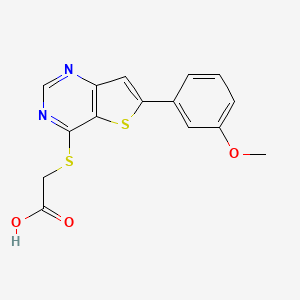 molecular formula C15H12N2O3S2 B10797209 2-[6-(3-Methoxyphenyl)thieno[3,2-d]pyrimidin-4-yl]sulfanylacetic acid 