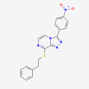 molecular formula C19H15N5O2S B10797215 3-(4-Nitrophenyl)-8-(2-phenylethylsulfanyl)-[1,2,4]triazolo[4,3-a]pyrazine 