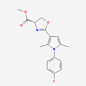 molecular formula C17H17FN2O3 B10797272 methyl (4S)-2-[1-(4-fluorophenyl)-2,5-dimethylpyrrol-3-yl]-4,5-dihydro-1,3-oxazole-4-carboxylate 