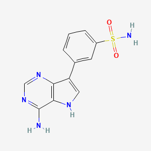 molecular formula C12H11N5O2S B10797282 3-(4-amino-5H-pyrrolo[3,2-d]pyrimidin-7-yl)benzenesulfonamide 