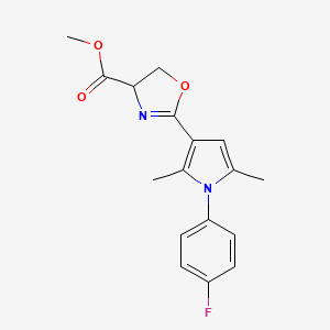 molecular formula C17H17FN2O3 B10797344 Methyl 2-[1-(4-fluorophenyl)-2,5-dimethylpyrrol-3-yl]-4,5-dihydro-1,3-oxazole-4-carboxylate 