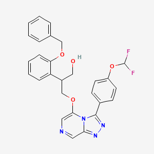 molecular formula C28H24F2N4O4 B10797395 3-[[3-[4-(Difluoromethoxy)phenyl]-[1,2,4]triazolo[4,3-a]pyrazin-5-yl]oxy]-2-(2-phenylmethoxyphenyl)propan-1-ol 