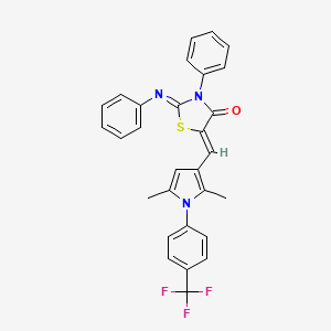 molecular formula C29H22F3N3OS B10797417 (5Z)-5-[[2,5-dimethyl-1-[4-(trifluoromethyl)phenyl]pyrrol-3-yl]methylidene]-3-phenyl-2-phenylimino-1,3-thiazolidin-4-one 