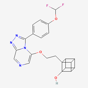 molecular formula C22H18F2N4O3 B10797430 2-[2-[[3-[4-(Difluoromethoxy)phenyl]-[1,2,4]triazolo[4,3-a]pyrazin-5-yl]oxy]ethyl]cuban-1-ol 