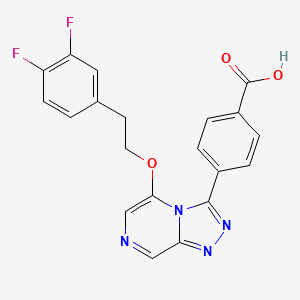 molecular formula C20H14F2N4O3 B10797432 4-[5-[2-(3,4-Difluorophenyl)ethoxy]-[1,2,4]triazolo[4,3-a]pyrazin-3-yl]benzoic acid 