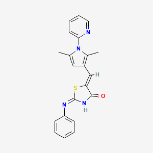 molecular formula C21H18N4OS B10797443 (5Z)-5-[(2,5-dimethyl-1-pyridin-2-ylpyrrol-3-yl)methylidene]-2-phenylimino-1,3-thiazolidin-4-one 