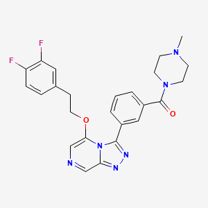 molecular formula C25H24F2N6O2 B10797455 [3-[5-[2-(3,4-Difluorophenyl)ethoxy]-[1,2,4]triazolo[4,3-a]pyrazin-3-yl]phenyl]-(4-methylpiperazin-1-yl)methanone 