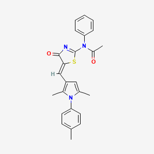 molecular formula C25H23N3O2S B10797477 N-[(5Z)-5-[[2,5-dimethyl-1-(4-methylphenyl)pyrrol-3-yl]methylidene]-4-oxo-1,3-thiazol-2-yl]-N-phenylacetamide 