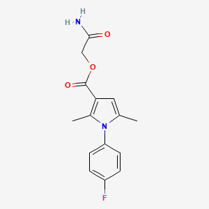 molecular formula C15H15FN2O3 B10797488 (2-Amino-2-oxoethyl) 1-(4-fluorophenyl)-2,5-dimethylpyrrole-3-carboxylate 