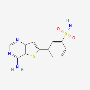 molecular formula C13H14N4O2S2 B10797515 3-(4-aminothieno[3,2-d]pyrimidin-6-yl)-N-methylcyclohexa-1,5-diene-1-sulfonamide 