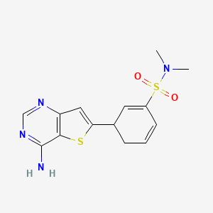 molecular formula C14H16N4O2S2 B10797524 3-(4-aminothieno[3,2-d]pyrimidin-6-yl)-N,N-dimethylcyclohexa-1,5-diene-1-sulfonamide 