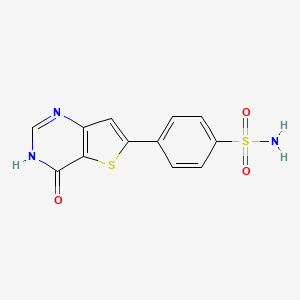 molecular formula C12H9N3O3S2 B10797530 4-(4-oxo-3H-thieno[3,2-d]pyrimidin-6-yl)benzenesulfonamide 