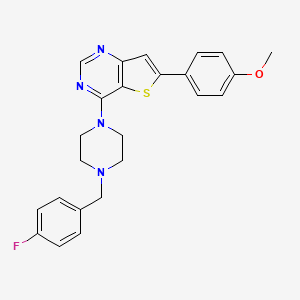 molecular formula C24H23FN4OS B10797563 4-[4-[(4-Fluorophenyl)methyl]piperazin-1-yl]-6-(4-methoxyphenyl)thieno[3,2-d]pyrimidine 