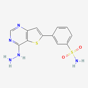 molecular formula C12H11N5O2S2 B10797590 3-(4-Hydrazinylthieno[3,2-d]pyrimidin-6-yl)benzenesulfonamide 