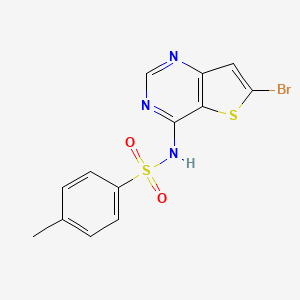 molecular formula C13H10BrN3O2S2 B10797593 N-(6-bromothieno[3,2-d]pyrimidin-4-yl)-4-methylbenzenesulfonamide 