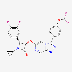 molecular formula C24H17F4N5O3 B10797634 (3S,4R)-1-cyclopropyl-3-[[3-[4-(difluoromethoxy)phenyl]-[1,2,4]triazolo[4,3-a]pyrazin-6-yl]oxy]-4-(3,4-difluorophenyl)azetidin-2-one 