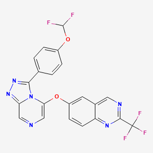 molecular formula C21H11F5N6O2 B10797669 6-[[3-[4-(Difluoromethoxy)phenyl]-[1,2,4]triazolo[4,3-a]pyrazin-5-yl]oxy]-2-(trifluoromethyl)quinazoline 