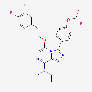 molecular formula C24H23F4N5O2 B10797676 3-[4-(difluoromethoxy)phenyl]-5-[2-(3,4-difluorophenyl)ethoxy]-N,N-diethyl-[1,2,4]triazolo[4,3-a]pyrazin-8-amine 