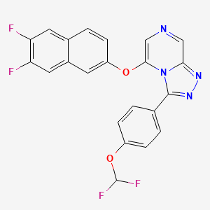 molecular formula C22H12F4N4O2 B10797715 3-[4-(Difluoromethoxy)phenyl]-5-(6,7-difluoronaphthalen-2-yl)oxy-[1,2,4]triazolo[4,3-a]pyrazine 