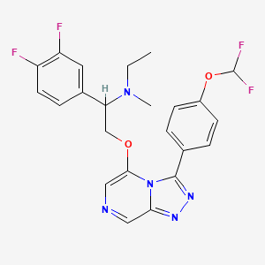 molecular formula C23H21F4N5O2 B10797790 2-[[3-[4-(difluoromethoxy)phenyl]-[1,2,4]triazolo[4,3-a]pyrazin-5-yl]oxy]-1-(3,4-difluorophenyl)-N-ethyl-N-methylethanamine 