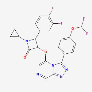 molecular formula C24H17F4N5O3 B10797802 1-Cyclopropyl-3-[[3-[4-(difluoromethoxy)phenyl]-[1,2,4]triazolo[4,3-a]pyrazin-5-yl]oxy]-4-(3,4-difluorophenyl)azetidin-2-one 