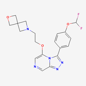 molecular formula C19H19F2N5O3 B10797810 6-[2-[[3-[4-(Difluoromethoxy)phenyl]-[1,2,4]triazolo[4,3-a]pyrazin-5-yl]oxy]ethyl]-2-oxa-6-azaspiro[3.3]heptane 