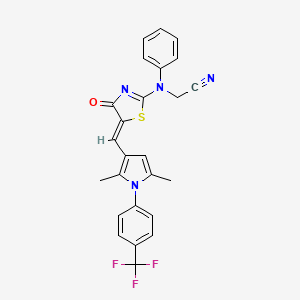 molecular formula C25H19F3N4OS B10797816 2-(N-[(5Z)-5-[[2,5-dimethyl-1-[4-(trifluoromethyl)phenyl]pyrrol-3-yl]methylidene]-4-oxo-1,3-thiazol-2-yl]anilino)acetonitrile 