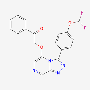 molecular formula C20H14F2N4O3 B10797859 2-[[3-[4-(Difluoromethoxy)phenyl]-[1,2,4]triazolo[4,3-a]pyrazin-5-yl]oxy]-1-phenylethanone 