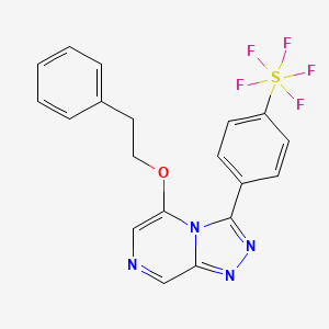 molecular formula C19H15F5N4OS B10797865 Pentafluoro-[4-[5-(2-phenylethoxy)-[1,2,4]triazolo[4,3-a]pyrazin-3-yl]phenyl]-lambda6-sulfane 