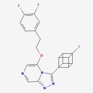 molecular formula C21H15F2IN4O B10797921 5-[2-(3,4-Difluorophenyl)ethoxy]-3-(4-iodocuban-1-yl)-[1,2,4]triazolo[4,3-a]pyrazine 