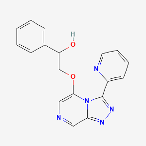 molecular formula C18H15N5O2 B10797950 1-Phenyl-2-[(3-pyridin-2-yl-[1,2,4]triazolo[4,3-a]pyrazin-5-yl)oxy]ethanol 