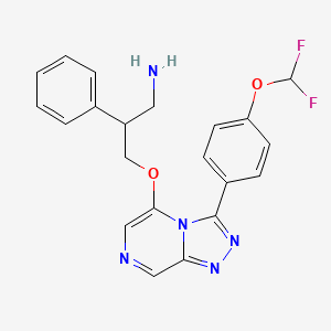 molecular formula C21H19F2N5O2 B10797956 3-[[3-[4-(Difluoromethoxy)phenyl]-[1,2,4]triazolo[4,3-a]pyrazin-5-yl]oxy]-2-phenylpropan-1-amine 