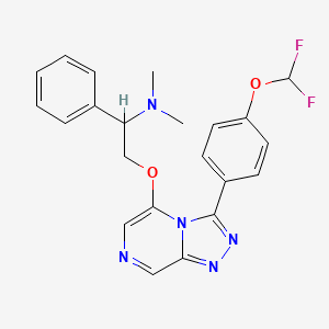 molecular formula C22H21F2N5O2 B10797968 2-[[3-[4-(difluoromethoxy)phenyl]-[1,2,4]triazolo[4,3-a]pyrazin-5-yl]oxy]-N,N-dimethyl-1-phenylethanamine 