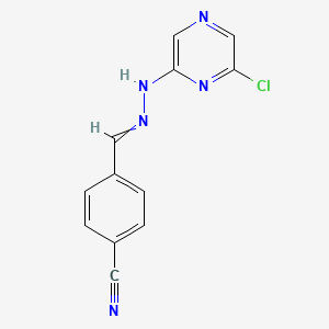 molecular formula C12H8ClN5 B10798098 4-[[(6-Chloropyrazin-2-yl)hydrazinylidene]methyl]benzonitrile 