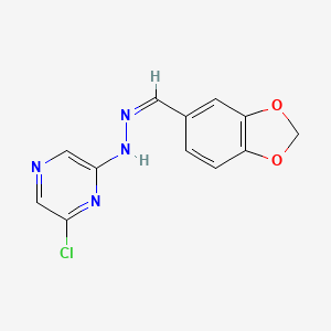 molecular formula C12H9ClN4O2 B10798154 N-[(Z)-1,3-benzodioxol-5-ylmethylideneamino]-6-chloropyrazin-2-amine 