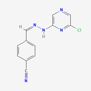 molecular formula C12H8ClN5 B10798170 4-[(Z)-[(6-chloropyrazin-2-yl)hydrazinylidene]methyl]benzonitrile 