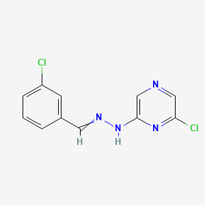 molecular formula C11H8Cl2N4 B10798192 6-chloro-N-[(3-chlorophenyl)methylideneamino]pyrazin-2-amine 