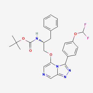 molecular formula C26H27F2N5O4 B10798225 tert-butyl N-[(2R)-1-[[3-[4-(difluoromethoxy)phenyl]-[1,2,4]triazolo[4,3-a]pyrazin-5-yl]oxy]-3-phenylpropan-2-yl]carbamate 