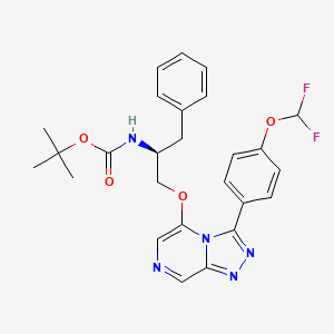 molecular formula C26H27F2N5O4 B10798232 tert-butyl N-[(2S)-1-[[3-[4-(difluoromethoxy)phenyl]-[1,2,4]triazolo[4,3-a]pyrazin-5-yl]oxy]-3-phenylpropan-2-yl]carbamate 