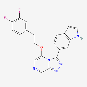 molecular formula C21H15F2N5O B10798235 5-[2-(3,4-difluorophenyl)ethoxy]-3-(1H-indol-6-yl)-[1,2,4]triazolo[4,3-a]pyrazine 